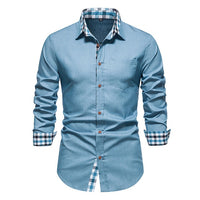 Thumbnail for Plaid Patchwork Formal Shirts for Men