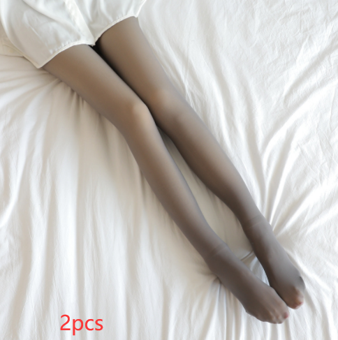 Fake Translucent Plus Size Leggings Fleece Lined Tights.
