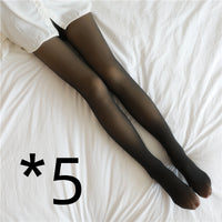 Thumbnail for Fake Translucent Plus Size Leggings Fleece Lined Tights.