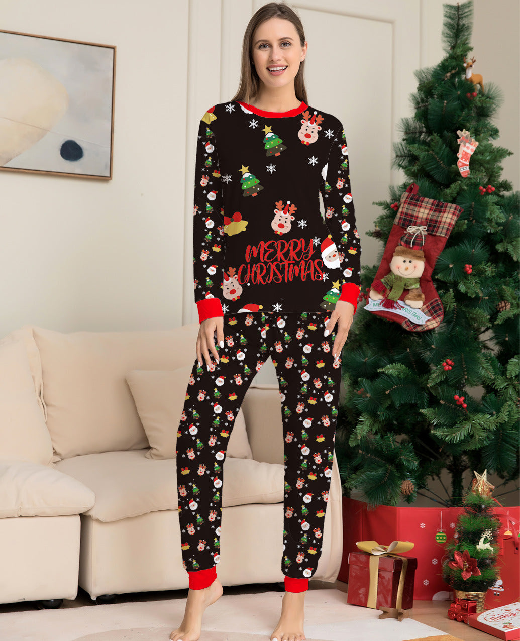 Fashion Christmas Parent-child Homewear Clothes Pajamas Set