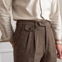 Thumbnail for Herringbone Wool Suit Pants Men's High Waist Straight