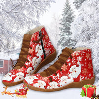 Thumbnail for Christmas Ankle Boots Women Santa Claus Snowflake Print Flats Shoes Casual Slip-on Side Zipper Design Short Boot