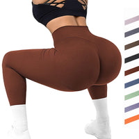 Thumbnail for High Waist Seamless Leggings Threaded Knitted Fitness Pants Solid Women's Slimming Sports Yoga Pants Elastic Running Sport Leggings