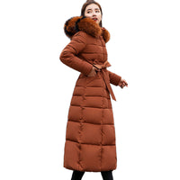 Thumbnail for Large fur collar belt winter loose and thick down padded jacket