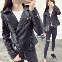 Thumbnail for Women's Slim-fit Lapel Leather Coat