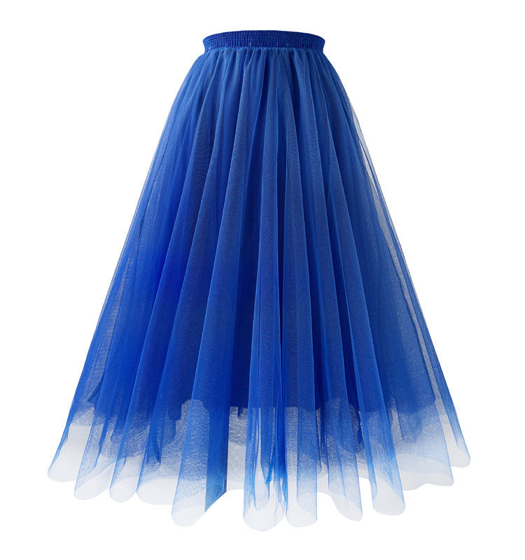 Mesh Skirt Mid-length Pleated Skirt Plus Size Super Large Swing Skirt A- Line Skirt