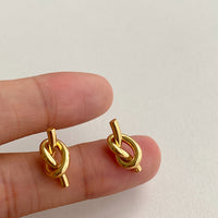 Thumbnail for French Entry Lux Fashion Temperamental Cold Style Small Knotted Stud Earrings