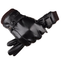 Thumbnail for Men's Winter Riding Fleece Padded PU Gloves