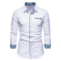 Thumbnail for Plaid Patchwork Formal Shirts for Men