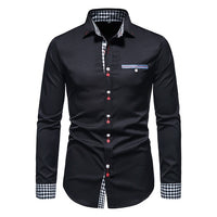 Thumbnail for Plaid Patchwork Formal Shirts for Men