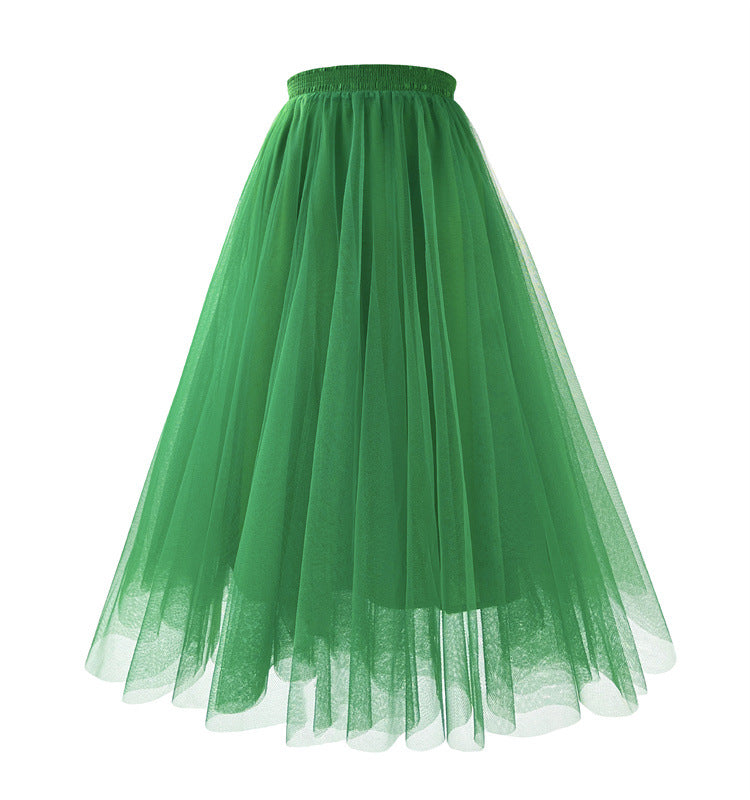 Mesh Skirt Mid-length Pleated Skirt Plus Size Super Large Swing Skirt A- Line Skirt