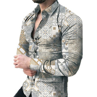 Thumbnail for Men's Casual Long Sleeved Large Floral Shirt