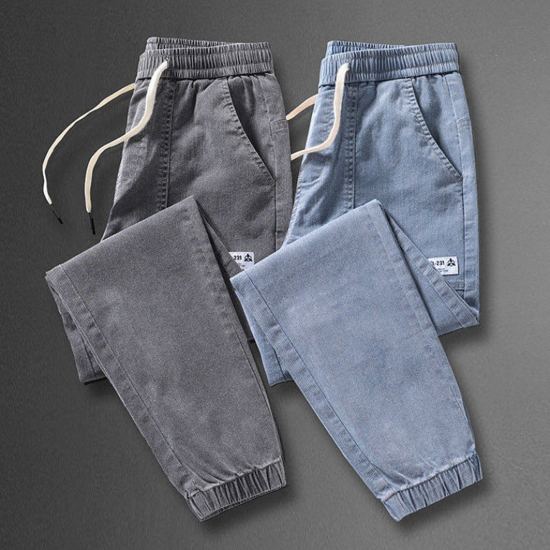 Spring And Autumn New Jeans Men's - Stitching Ankle Banded Pants