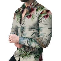 Thumbnail for Men's Casual Long Sleeved Large Floral Shirt