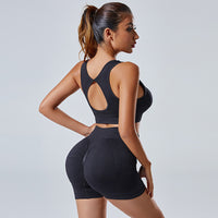 Thumbnail for 2pcs Yoga Set Women's Vest And Shorts Tracksuit- Fitness Sports Suits