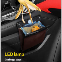 Thumbnail for LED Car Trash Can Organizer Garbage Holder Automobiles Storage Bag Accessories Auto Door Seat Back Visor Trash Bin Paper Dustbin