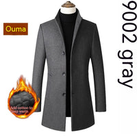Thumbnail for Single-breasted Stand Collar Wool Woolen Men's Coat