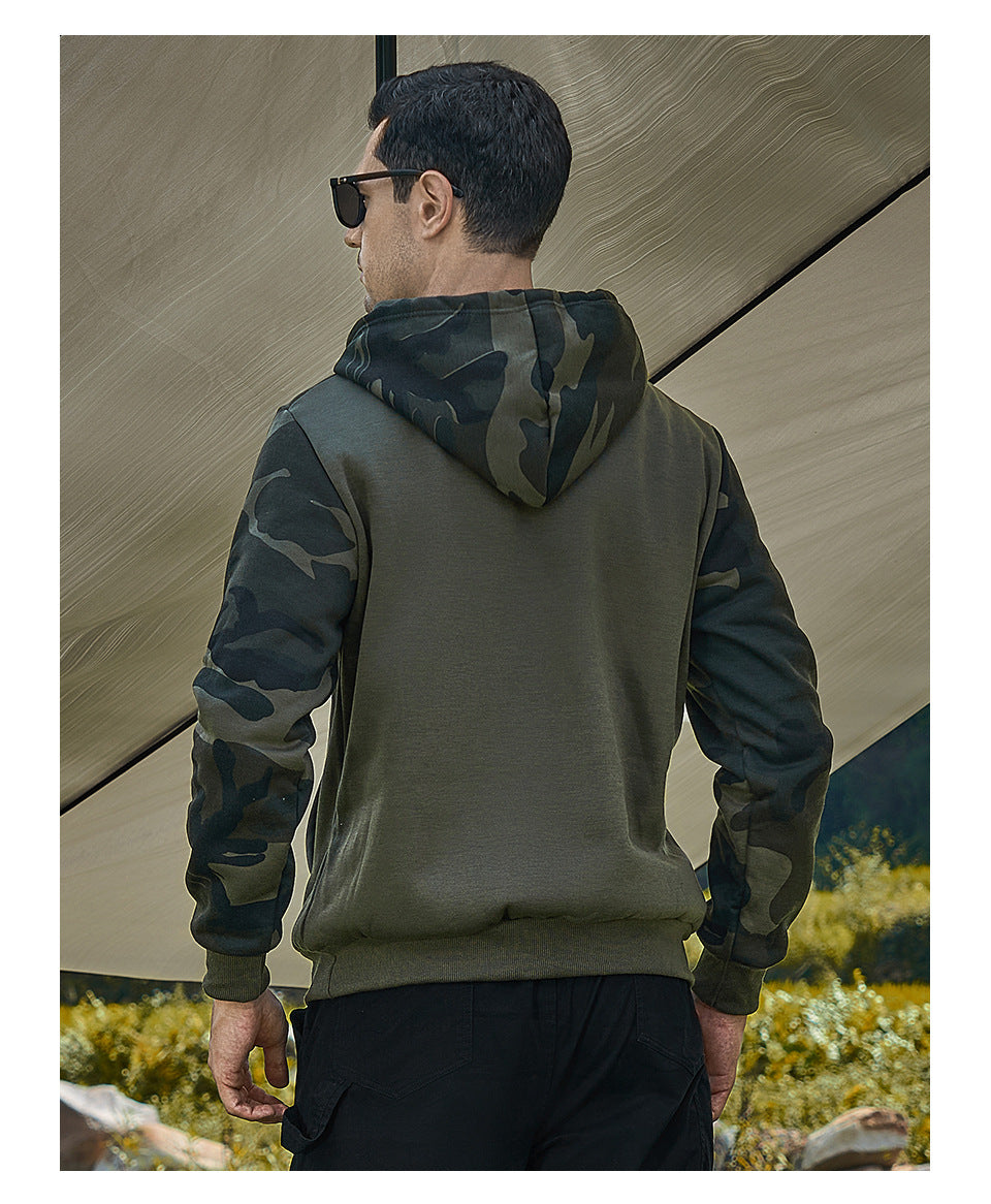 Men's Casual Sweater Camouflage Color Block Hooded Sweater