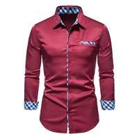 Thumbnail for Plaid Patchwork Formal Shirts for Men