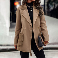 Thumbnail for Women's Reversible Brown Wool Coat