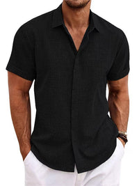 Thumbnail for Men's Solid Color Loose Linen Short-sleeved T-shirt