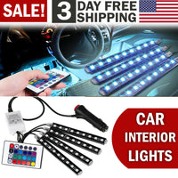 Thumbnail for Car Interior Lights Neon Atmosphere RGB LED Strip Bar Car Decor Lighting Lamp US