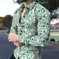 Thumbnail for Men's Casual Long Sleeved Large Floral Shirt