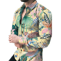 Thumbnail for Men's Casual Long Sleeved Large Floral Shirt