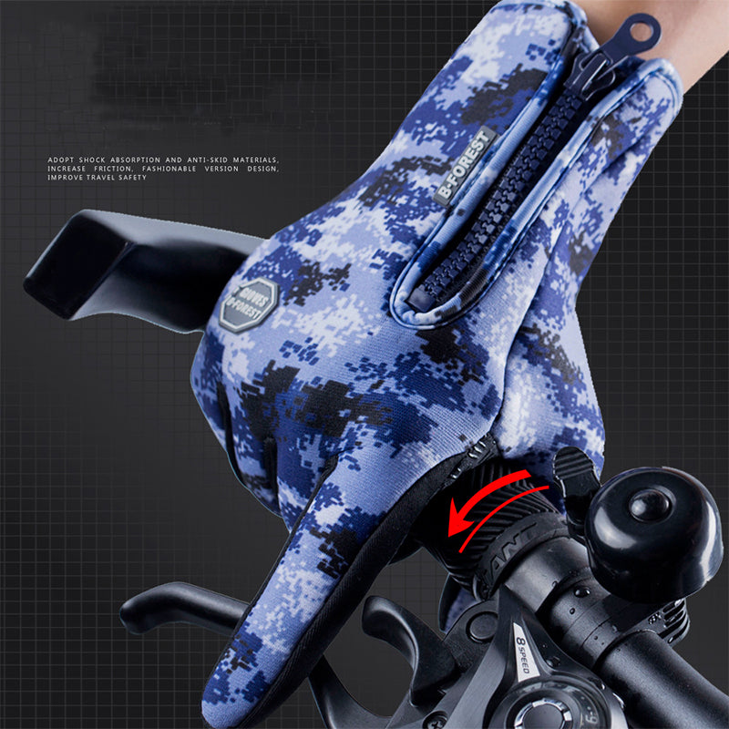 Winter Gloves Touch Screen Riding Motorcycle Sliding Waterproof Sports Gloves With Fleece