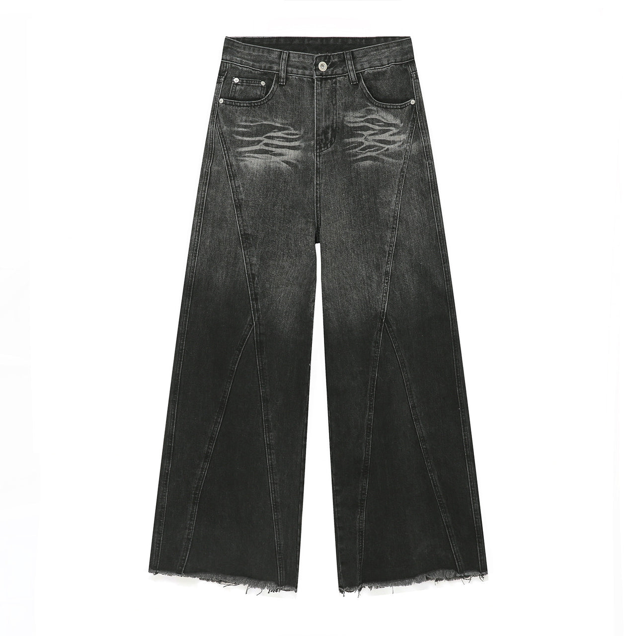 American Street Patchwork Design Sense Loose Washed-out Jeans