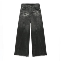 Thumbnail for American Street Patchwork Design Sense Loose Washed-out Jeans