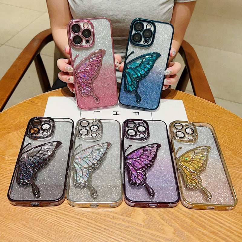 Phone Case Three-dimensional Quicksand Butterfly Protective Cover