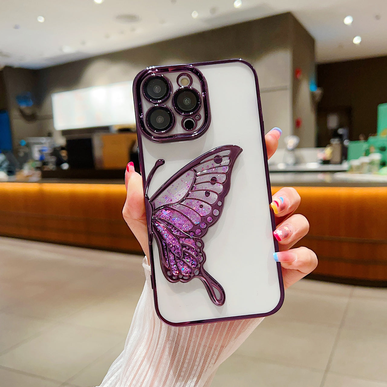 Phone Case Three-dimensional Quicksand Butterfly Protective Cover