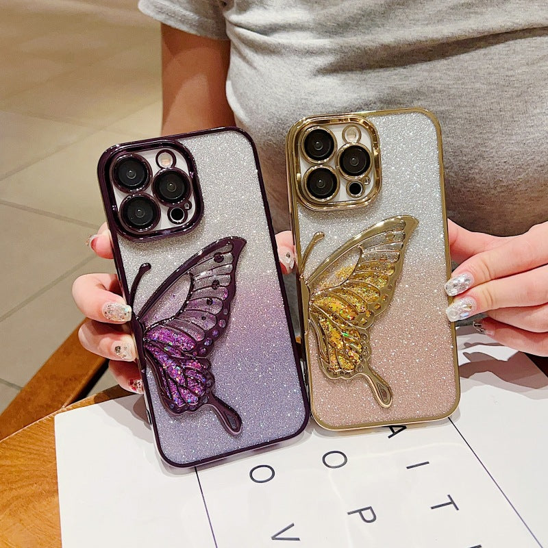 Phone Case Three-dimensional Quicksand Butterfly Protective Cover