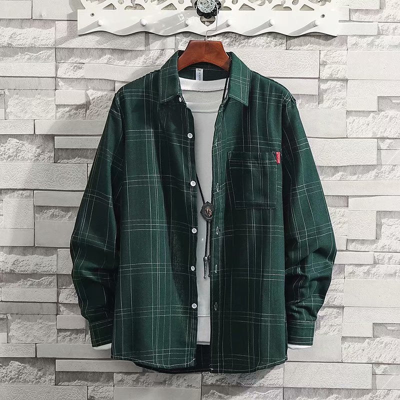 Men's Long Sleeve Loose Square Collar Shirt