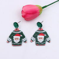 Thumbnail for Red Sweater Christmas Earrings Cute Elk Female