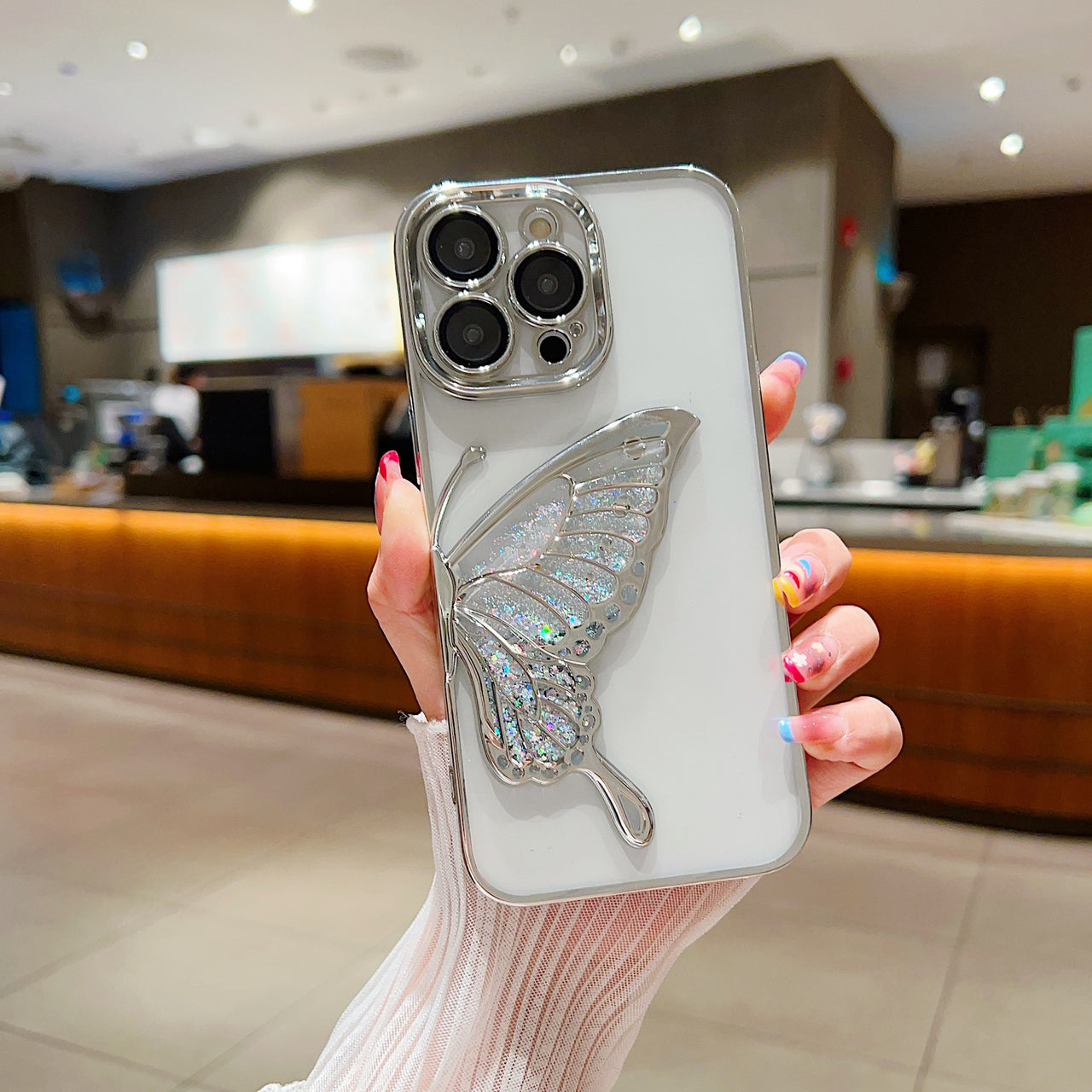 Phone Case Three-dimensional Quicksand Butterfly Protective Cover