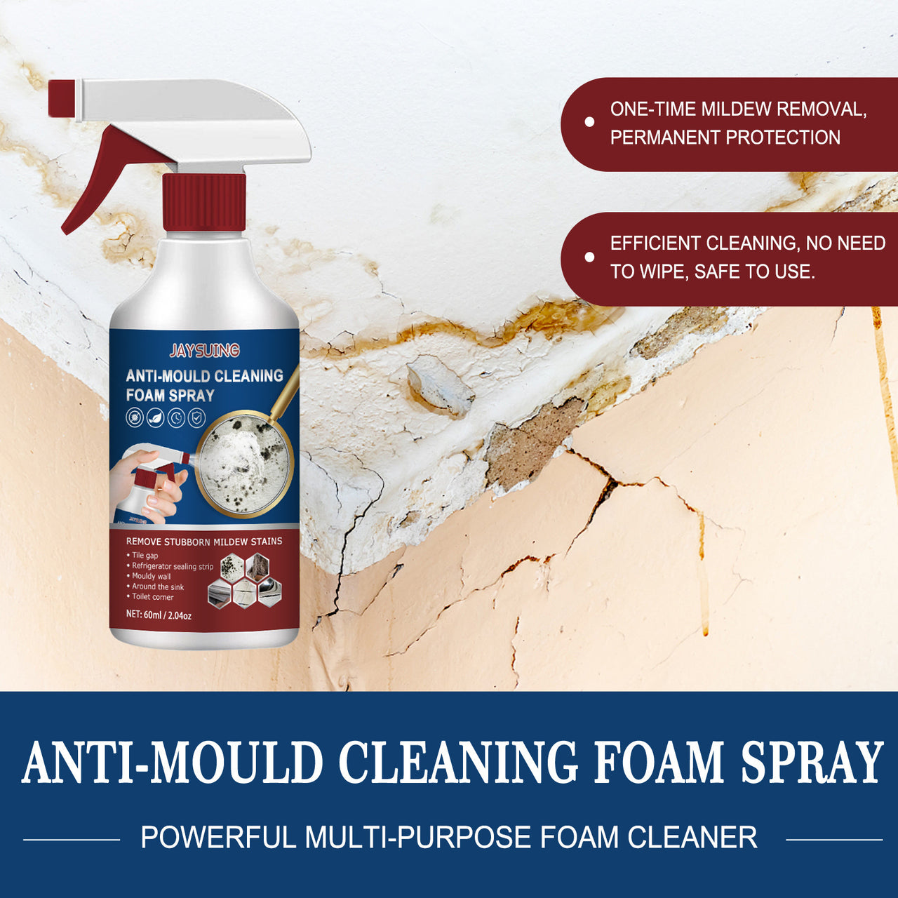 Foam Cleaning Mildew - Removal Spray Multifunctional