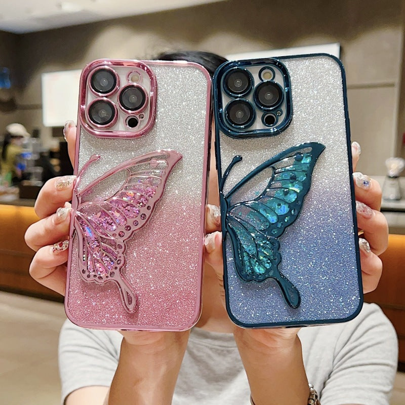 Phone Case Three-dimensional Quicksand Butterfly Protective Cover