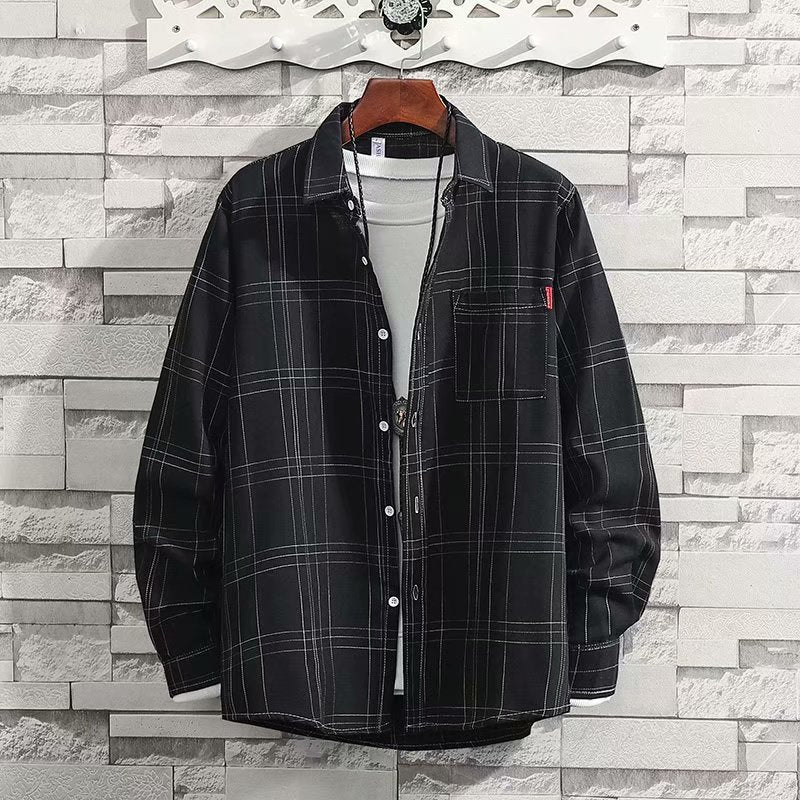 Men's Long Sleeve Loose Square Collar Shirt