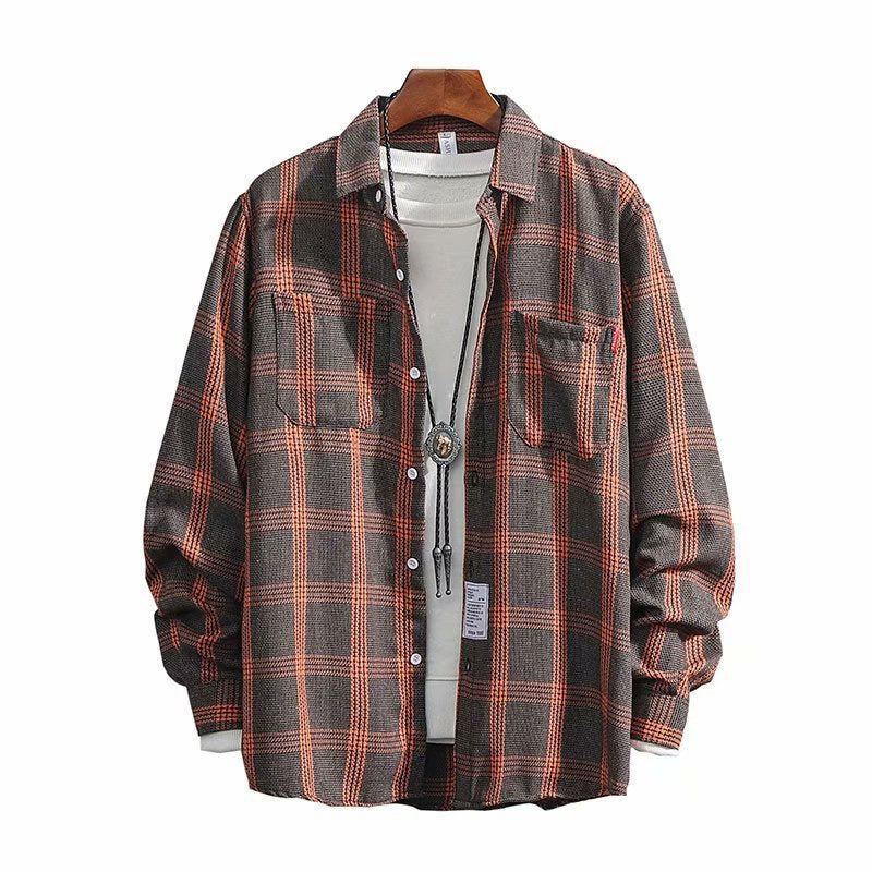 Men's Long Sleeve Loose Square Collar Shirt