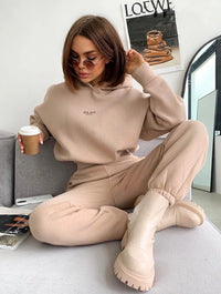 Thumbnail for Women's Knitted Fleece Casual Suit Two-piece Set