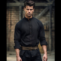 Thumbnail for Men's Vintage Cotton And Linen Collar Shirt