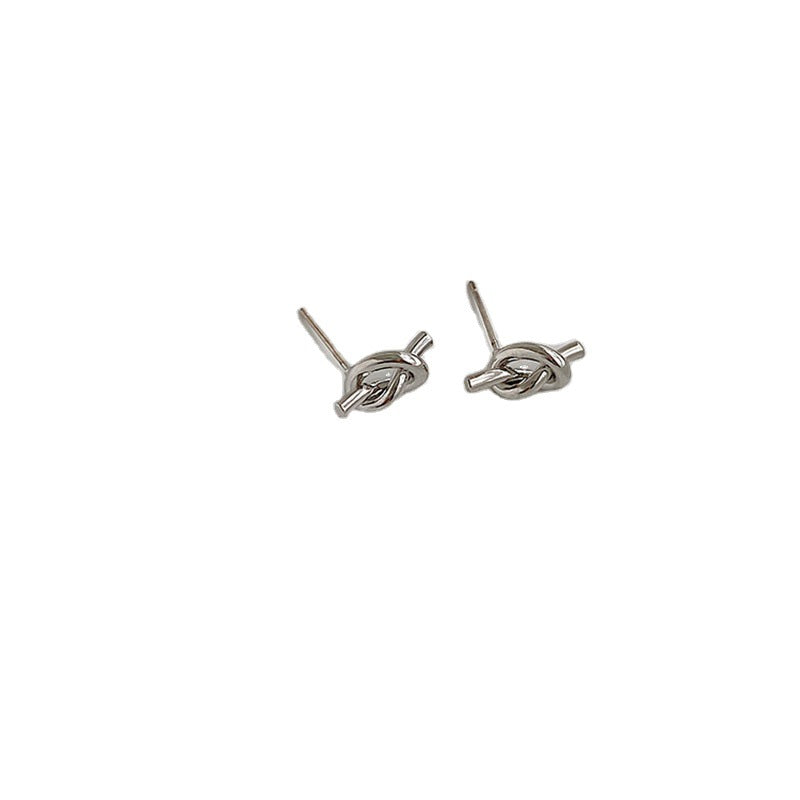 French Entry Lux Fashion Temperamental Cold Style Small Knotted Stud Earrings