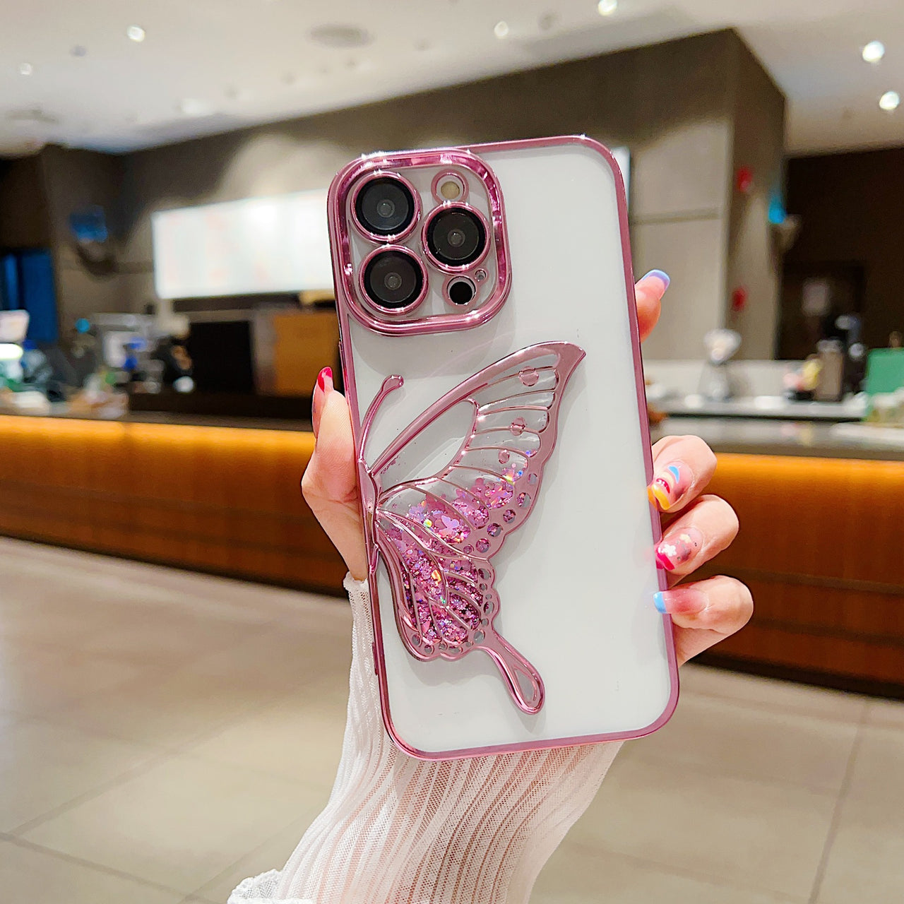 Phone Case Three-dimensional Quicksand Butterfly Protective Cover