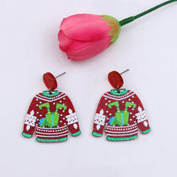 Thumbnail for Red Sweater Christmas Earrings Cute Elk Female