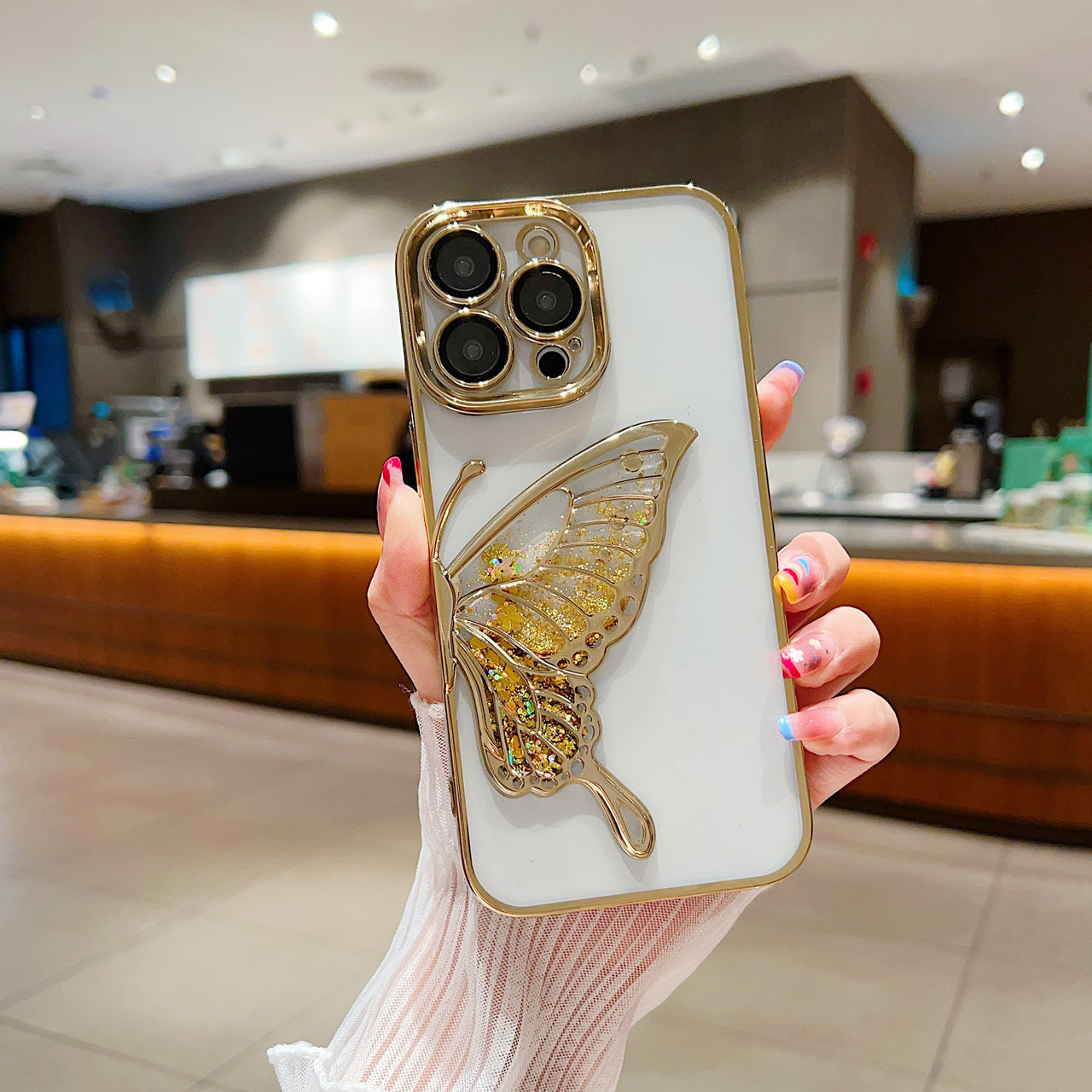 Phone Case Three-dimensional Quicksand Butterfly Protective Cover