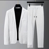Thumbnail for White Men's Casual Suit Jacket