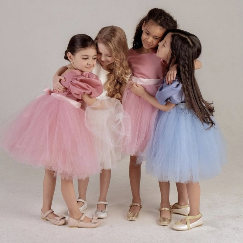 Girls Princess Dress Sequin Lace Tulle Wedding Party - NetPex