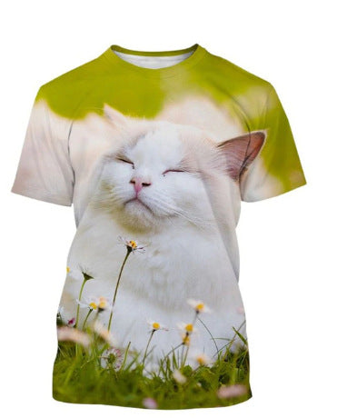 Funny Cute Cat Pattern Men's T-shirt 3D Animal Print